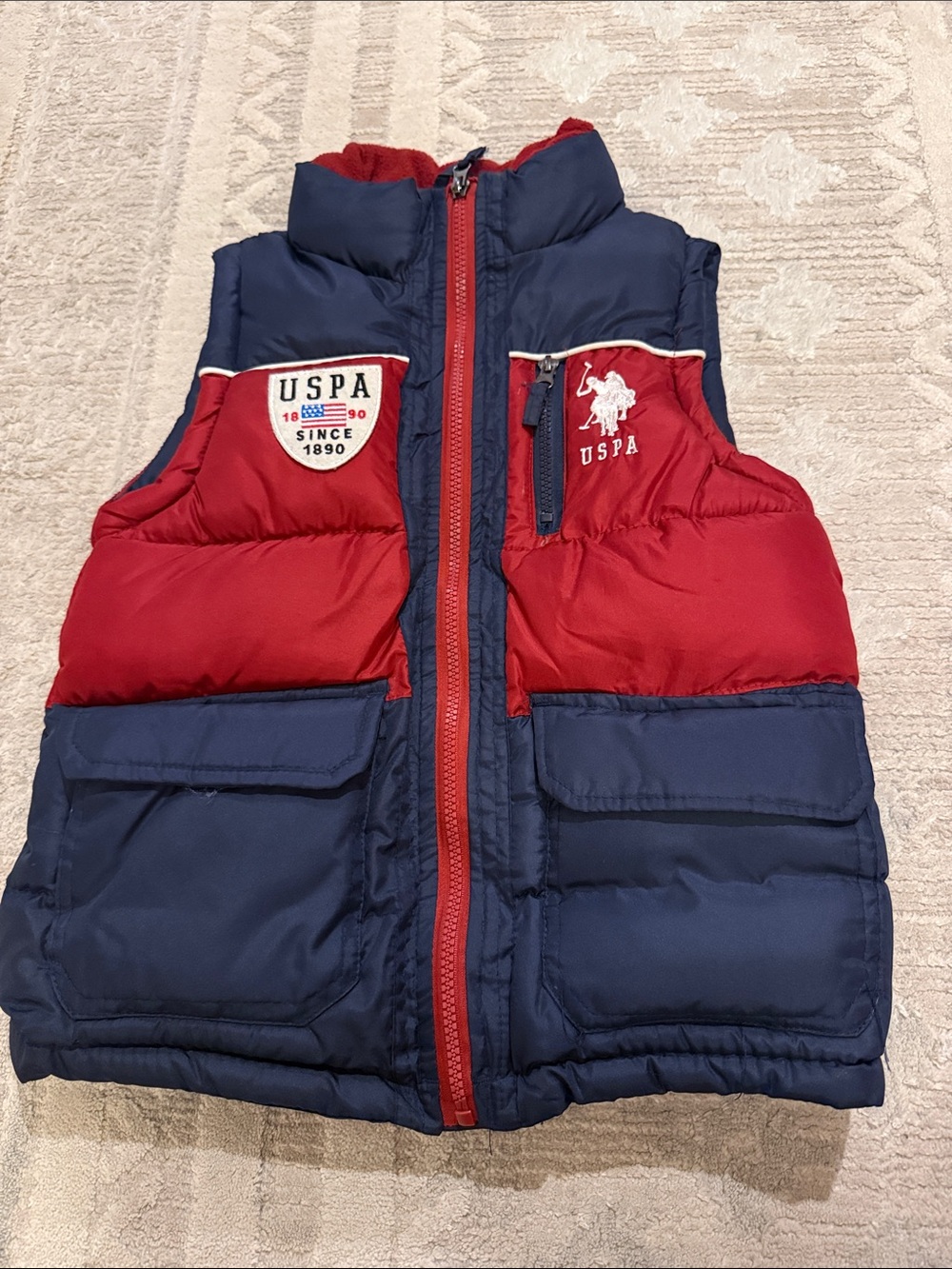 U.S. Polo Assn. Red and Navy Puffer Vest for Kids